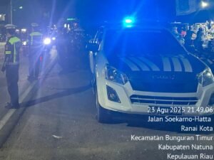 Satlantas Polres Natuna Patroli Malam, Ciptakan Kondisi Aman dan Tertib Lalu Lintas Akhir Pekan‎‎