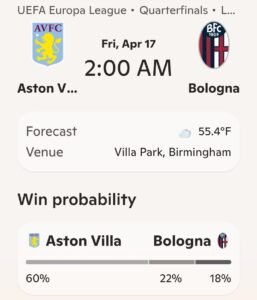 Aston Villa Siap Kunci Tiket Semifinal Liga Europa, Bologna Cari Keajaiban di Villa Park