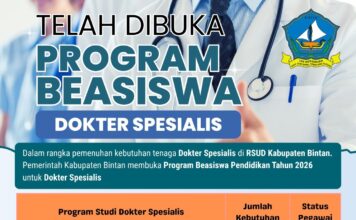 Optimalisasi Layanan Tenaga Medis, Bintan Buka Beasiswa Dokter Spesialis
