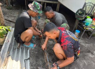 Gotong Royong Satgas TMMD ke-129 Bangun RTLH Bersama Masyarakat di Bintan