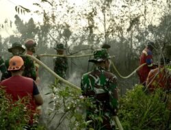 Sinergi TNI dan Tim Gabungan Padamkan Karhutla di Desa Bukit Langkap Lingga