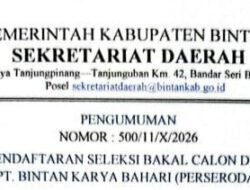 Pendaftaran Dirut PT Bintan Karya Bahari (Perseroda) Diperpanjang Lagi